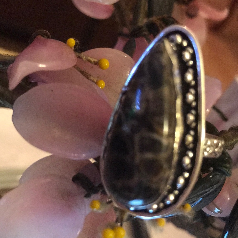 Vintage 925 turtella jasper ring